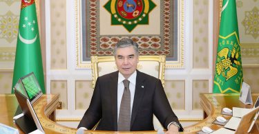 Turkmenistan Leader Image Setting in Chair