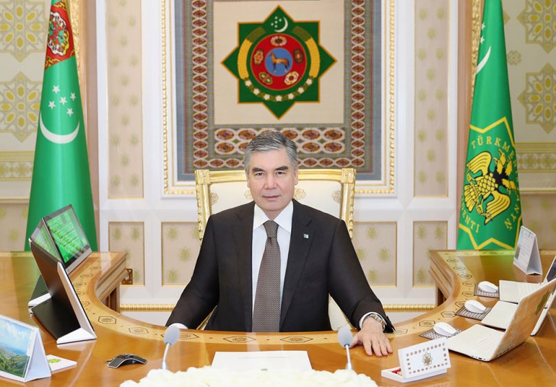 Turkmenistan Leader Image Setting in Chair