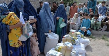 Afghan People During Collecting Aid.
